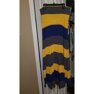 Yellow and navy maxi skirt lularoe